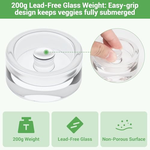 fermentation kit for Kitchen - fermenting lids for mason jars, 4 Glass Fermentation Weights, 4 Airlocks, 5 Food-Grade Silicone Rings & 5 Grommets - Perfect for Pickling, Sauerkraut, Kombucha (No Jars)