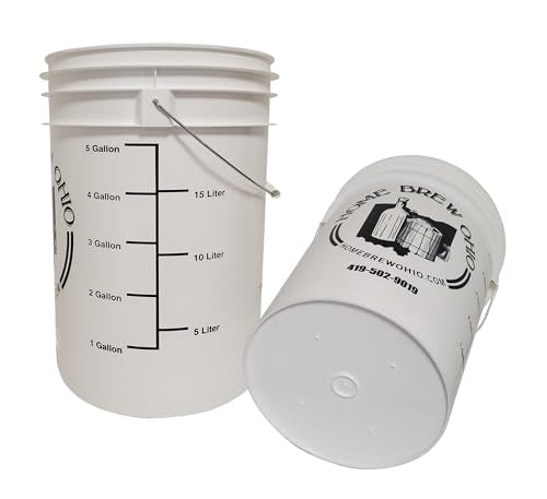 Home Brew Ohio 6.5 Gallon Fermenting Bucket with Grommeted Lid and Three-Piece Airlock - Set of 2