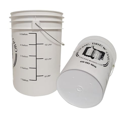 Home Brew Ohio 6.5 Gallon Fermenting Bucket with Grommeted Lid and Three-Piece Airlock - Set of 2