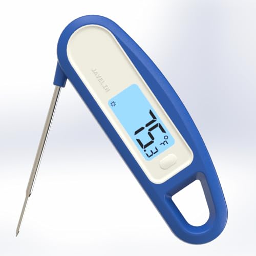 Lavatools PT12B Javelin 2 Ultra Fast Digital Instant Read Meat Thermometer for Grill and Cooking, 3" Probe, Compact Foldable Design, 1.5" Backlight Display, Water Resistant-Blueberry - color: Blueberry