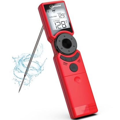 Meat Thermometer Digital Instant Read for Grilling, High Accuracy ±1% ℉, Backlit Screen with Auto Wake/Sleep, Food Doneness Guide Thermometer for Cooking, BBQ Beef Birthday Gifts Red - color: Red