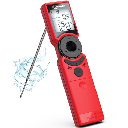 Meat Thermometer Digital Instant Read for Grilling, High Accuracy ±1% ℉, Backlit Screen with Auto Wake/Sleep, Food Doneness Guide Thermometer for Cooking, BBQ Beef Birthday Gifts Red - color: Red
