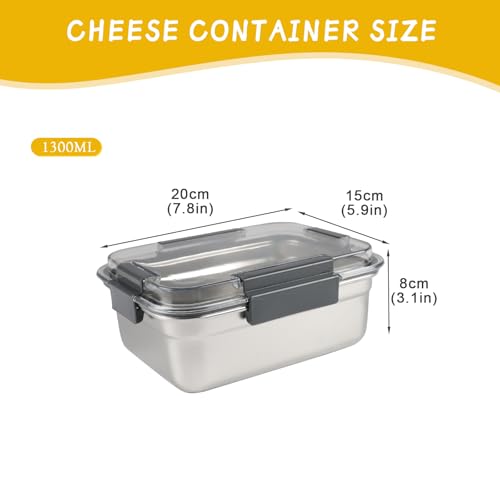 Cheese Container for Refrigerator,Cheese Stainless Steel Container with Lids,Deli Meat Saver, Non Toxic Airtight Storage Container for Stackable Sliced Grated,Shredded,Cheddar Cheeses Holder-Small - size: Small