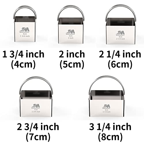 Square Biscuit Cutter Set 1.75inch 2inch 2.25inch 2.75inch 3.25inch, Stainless Steel Cookies Cutter with Handle, Professional Baking Dough Tools,5pcs set - style: 5pcs Square with handle(1.75-3.25in)