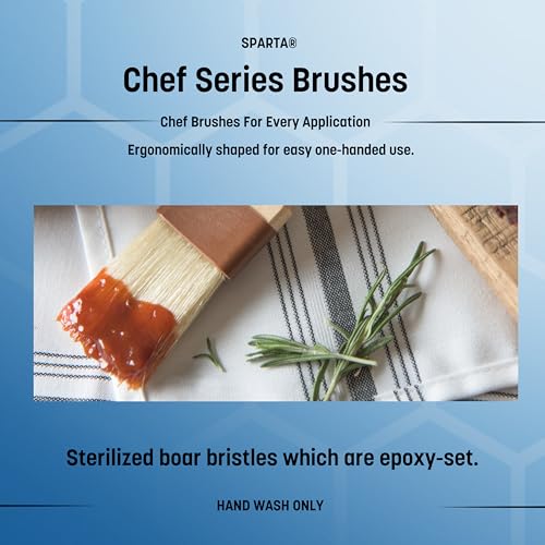 SPARTA 3-Piece Boarhair Pastry & Basting Brush Set – Perfect for Grilling, Smoking, and Saucing – Includes 2" Angled, 1.5" Flat, and 1" Flat Brushes, All with Ergonomic Handles and Hanging Holes