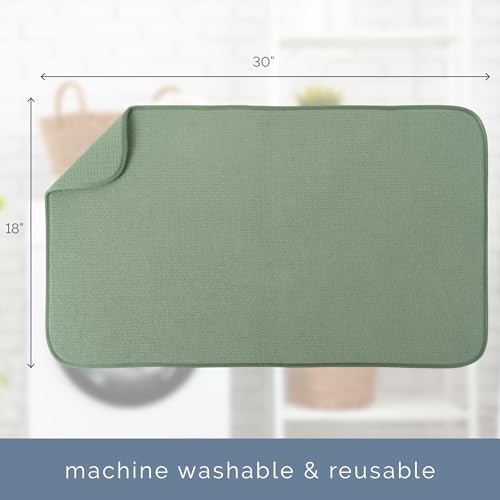 S&T INC. Dish Drying Mat, 18" x 30", Jumbo, Sage Green | Absorbent Microfiber, XXL Kitchen Counter Mat for Dishes, Utensils, Pots and Pans, Machine Washable - size: 18" x 30"