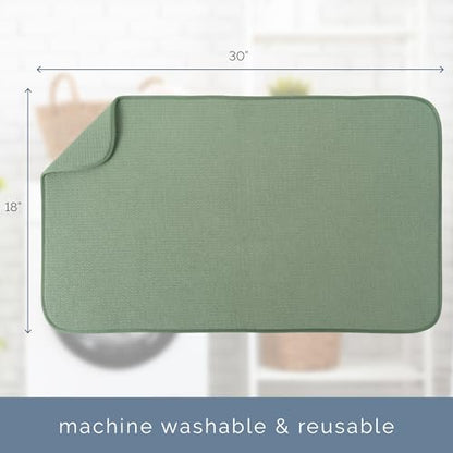 S&T INC. Dish Drying Mat, 18" x 30", Jumbo, Sage Green | Absorbent Microfiber, XXL Kitchen Counter Mat for Dishes, Utensils, Pots and Pans, Machine Washable - size: 18" x 30"