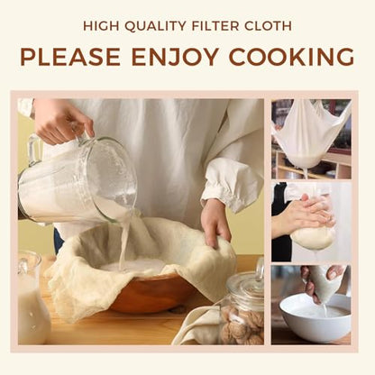 Cheese Cloth for Straining,10pcs 20x20 Inch Unbleached Cotton Pre-Cut Fabric,Reusable Muslin Cloth Hemmed Cheesecloth,for Straining, Making Yogurt, Juicing, Cooking Turkey, Baking
