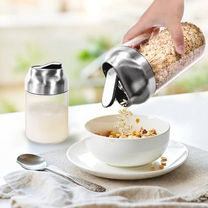 Aelga 34oz Glass Food Jars Canisters with Lid, Wide Mouth Storage Jars with Airtight Lids, Clear Food Storage Containers for Flour, Cereal, Coffee, Nuts & More - size: 34 OZ