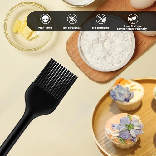 10-Inch Silicone Basting Brush, Heat-Resistant Pastry Brush for Spreading Oil, Butter, Sauce, and Marinades – Ideal for BBQ, Baking, and Cooking, Dishwasher Safe - color: Black