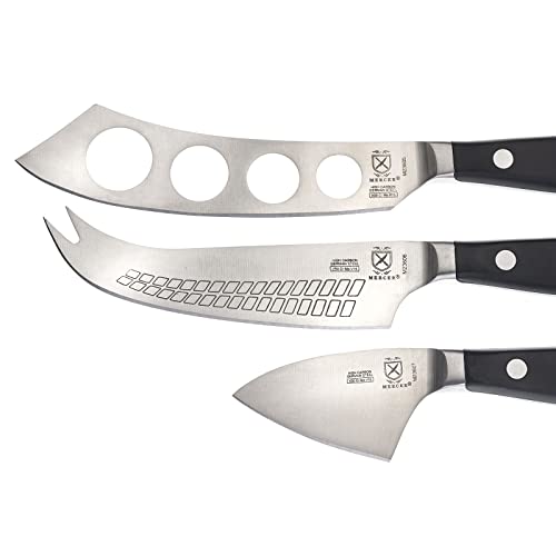 Mercer Culinary Renaissance Cheese Knife Set - color: Black Handle, size: 3-Piece Cheese Knife Set