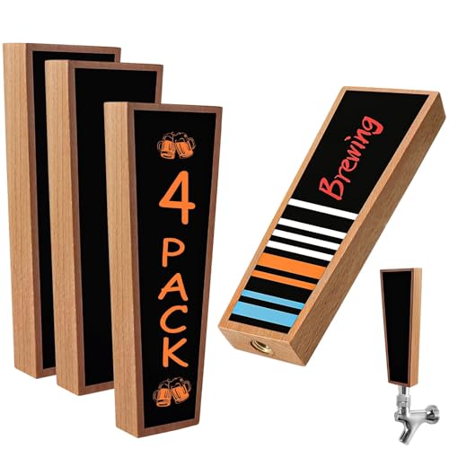 Wooden Tap Handles Beer Tap Handle Chalkboard tap Handle for kegerator, keg tap Handles & Markers - Nice Gift for homebrewers, Bars, Restaurants & Weddings - Pack of 4 - size: 4 PCS