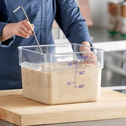 BIEAMA 4 Pack Food Storage Containers, 12 Quart with Lids, Square Commercial Containers with Scale, NSF, Polycarbonate, Clear - color: 12Qt-4 Pack(Blue Lids)