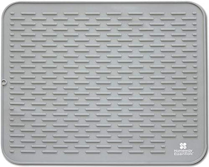 Silicone Dish Drying Mat 17 x 15, Large Countertop Drainer, Sink Protector and Heat Resistant Trivet, Grey - color: Gray, size: LARGE
