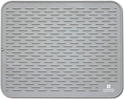 Silicone Dish Drying Mat 17 x 15, Large Countertop Drainer, Sink Protector and Heat Resistant Trivet, Grey - color: Gray, size: LARGE