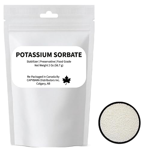 Potassium Sorbate 2 Oz (56.7 g) - Sold by CAPYBARA Distributors Inc. | Food Grade, Preservative Stabilizer for Winemaking Brewing Cider Mead Kombucha Soft Drinks Baking Cooking