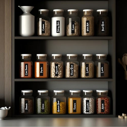 200 Chalkboard Labels for Containers, Removable Black Jar Labels Stickers with Chalk Marker, Reuseable Pantry Containers and Storage Bin Organization - style: Narrow Rectangle Roll - 200pcs