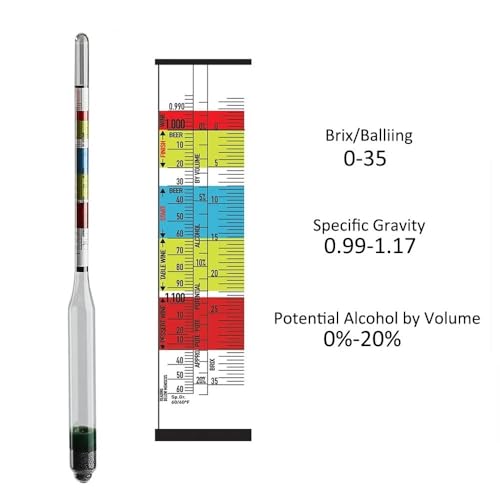Triple Scale Hydrometer for Wine Beer Cider Alcohol Testing Home Brewing