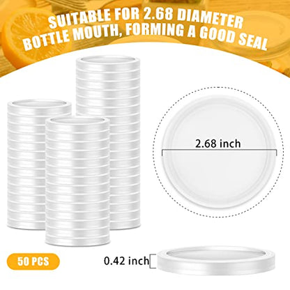 50Pcs Yogurt Jar Lids Set, Yogurt Container Lids Clear Plastic, Reusable Replacement Food Storage Lids for Yogurt Jar Sealing Rings Wide Mouth Storage(2.6inch) - color: White-50