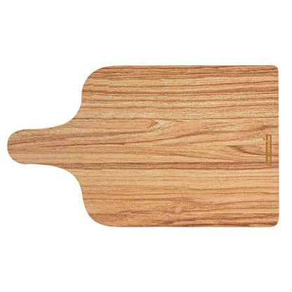 Restaurantware Cater Tek 11.8 x 7 Inch Charcuterie Boards 10 Faux Wood Cheese Boards - WIth Handle Stackable Paper Cardboard Charcuterie Boards Disposable For Serving At Catered Events