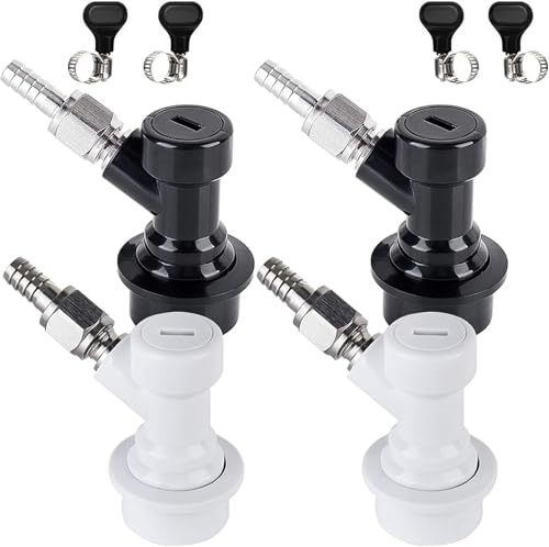 FERRODAY Ball Lock Keg Fittings Disconnect Ball Lock Connector for Corny Keg Ball Lock Connectors 5/16” Gas 1/4” Liquid Barb Stainless Swivel Nuts for Corny Keg Parts for Corny Keg Connectors - MFL - color: Black