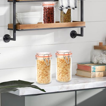 Flrolove 16 oz Glass Jars with Airtight Lid, Air Tight Glass Storage Jars | 6 Pack Glass Food Storage Containers, Leak Proof Rubber Gasket, Glass Canisters for Overnight Oats, Jelly, Coffee, Pickling - size: 16oz*6-cylinder
