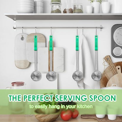 4 Ounce Solid Stainless Steel Portion Control Ladle Spoon - 4Pcs Pizza Sauce Serving Spoons Portion Ladle for Sauces, Perfect for Weight Watchers, Buffets, Parties - style: Solid