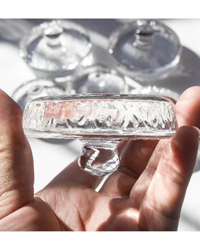 Glass Fermentation Weights Set of 4 for Wide Mouth Mason Jar Pickling Canning Gallon Jars, Fermenting Weigh Easy Grip Handle Convex Wavy Grain Dot for Brewing Fermented Foods - color: Clear-2.75Inch