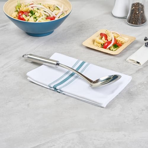 Restaurantware Stainless Steel Cooking Spoon - German Standard Metal Kitchen Spoon with Ergonomic Handle, Dishwasher Safe, Heat-Resistant - Heavy-Duty Serving Spoon For Mixing, Stirring - style: Steel Serving Spoon