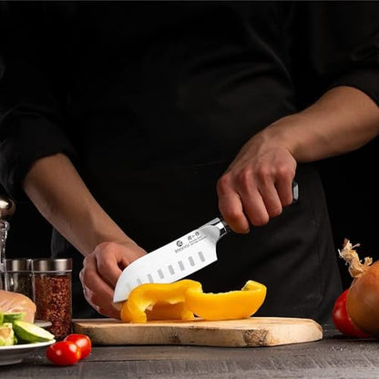 imarku Santoku Knife Chef Knife 5 inch Ultra Sharp Asian Knife Japanese Chef Knife - Japanese High Carbon Stainless Steel - Ergonomic Pakkawood Handle, Best Choice for Home Kitchen - color: Rosewood