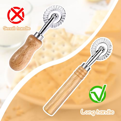 Bewudy Pastry Cutter Wheel, Professional Pasta Maker Cutter Wheel with Roller, Zinc Alloy Dumpling Lace Dough Noodle Ravioli Pizza Making Cutter for Kitchen