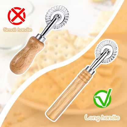 Bewudy Pastry Cutter Wheel, Professional Pasta Maker Cutter Wheel with Roller, Zinc Alloy Dumpling Lace Dough Noodle Ravioli Pizza Making Cutter for Kitchen