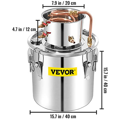 VEVOR Alcohol Still 13.2Gal/50L Alcohol Distiller Stainless Steel Distillery Kit for Alcohol With Copper Tube & Pump Home Brewing Kit Build-in Thermometer for DIY Whisky Wine Brandy - size: 13.2Gal