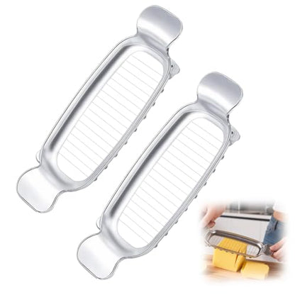Butter Slicer Cutter & Cheese Cutter–Multi-Use Kitchen Tool for Evenly Slicing Butter Blocks, Cheeses, Eggs & Soft Fruits–Non-Stick，Compact & Portable for Home, BBQ, Camping（2 PACK) - color: 2 PACK
