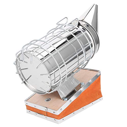 CDQL Stainless Steel Beekeeping Smoker, Large Pro Bee Smoker with Red Cowhide Smoke Storage Part, Mounting Hook, Easy to Carry and Store, Beekeeping Equipment for Beekeeper
