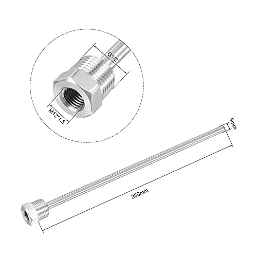 uxcell 8mm Dia G1/2 Thermowell Weldless Stainless Steel 304 with Cable Gland 250mm Length for Beer Fermenter, White - color: White, size: G1/2 x 250mm
