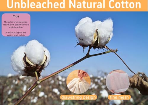 Large Size Natural Cotton Muslin Drawstring Bags,Reusable Tea Bags for Loose Leaf Tea/Spice Bags for Cooking Soup/Herb/Cooking -Small Cotton Cheese Cloth Bag for Straining (7.9x9.8") - size: 7.9x9.8"