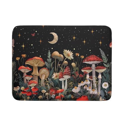 Black Mushroom Dish Drying Mat for Kitchen Counter Leaves Botanical Microfiber Dish Rack Mat Drainer Pad Washable Absorbent Dry Mat 18×24 Inch - color: Black Mushroom, size: 18" x 24"