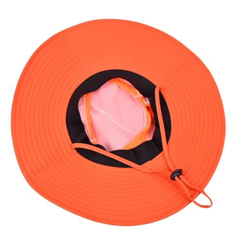 Sun Hats for Men Women Fishing Hat UPF 50+ Breathable Wide Brim Summer UV Protection Hat - color: Orange