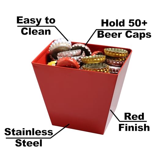 Red Bottle Cap Catcher Wall Mount Beer or Soda Top Bucket for Post Cooler - color: Red