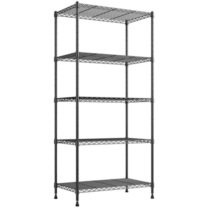 REIBII 5 Tier Wire Shelving, 23.2" W Metal Shelving, Small Space Corner Storage, Adjustable Shelves, Leveling Feet, Metal, for Kitchen, Bedroom, Pantry, Closet,Laundry Room - size: 5 Tier,13.4" D x 23.2" W x 60" H