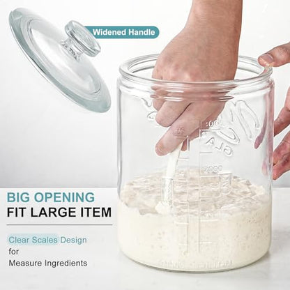 1 Gallon Cookie Jars, 2 Pcs, Large Glass Jars with Airtight Lids for Kitchen, Wide Mouth Food Storage Containers for Flour, Sugar, Sourdough Starter, Candy, Coffee, Dog Treat, Apothecary, Laundry - size: 1 Gallon, 2 Pack