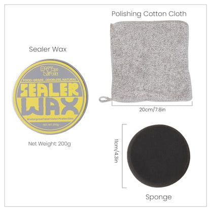 BOOWAN NICOLE Paste Sealer Wax with Carnauba and Beeswax - Clear - Perfect for Wood Stone Concrete Jesmonite, Food-Grade Waterproof - color: White