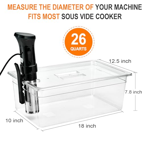 HOMENOTE Sous Vide Container 26 Quart With Lid,BPA Free Complete Accessories For Anova and Most Sous Vide Cookers,Anova Container Kit - color: Large Sous Vide Container-without accessories