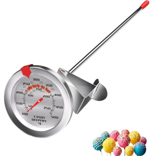9 Inch Candy Thermometer,Stainless Steel Deep Fry Thermometer with 2 Inch Large Dial, Adjustable Clip Wide Temp Range 100-500°F & High Accuracy for Candy Making,Frying,Grilling,Baking,BBQ - size: Candy Thermometer-9''
