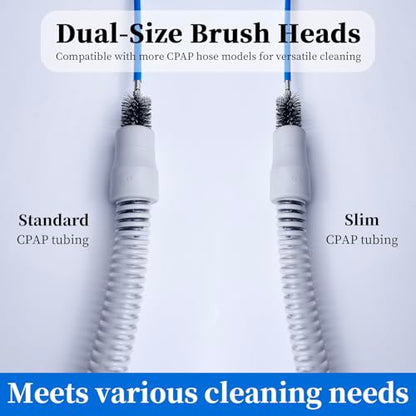 Thickened CPAP Hose Cleaner Brush Kit – Anti-Bending Dual-Ended Long Brush with Protective Sleeve, Mask Brush, Drip-Dry Hook, Fits 15-22mm Tubes, Complete CPAP Cleaning Supplies - color: Black