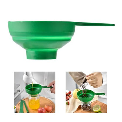 Silicone Kitchen Funnel, Foldable Food Grade Wide Mouth, Dishwasher Safe Funnel for Liquid Powder Jam Oil Kitchen Use