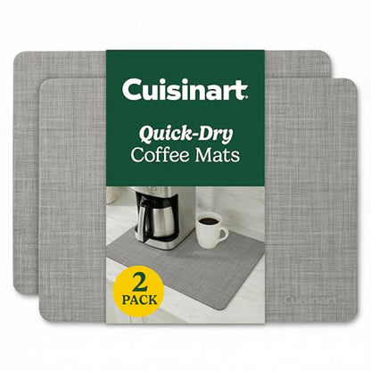 Cuisinart Coffee Mat for Countertop (2 Pack)–Quick-Dry Absorbent Coffee Bar Mat for Espresso Machines & Brew Stations, Also Use as a Dish Drying Mat on Kitchen Counter, Non-Slip, Easy Care, 15” x 20” - color: Gray