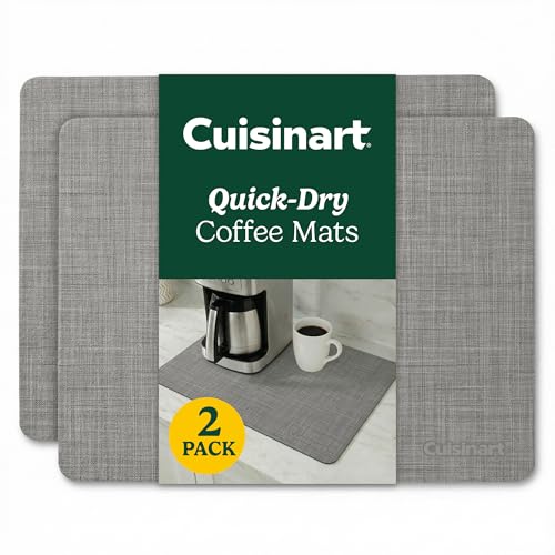 Cuisinart Coffee Mat for Countertop (2 Pack)–Quick-Dry Absorbent Coffee Bar Mat for Espresso Machines & Brew Stations, Also Use as a Dish Drying Mat on Kitchen Counter, Non-Slip, Easy Care, 15” x 20” - color: Gray