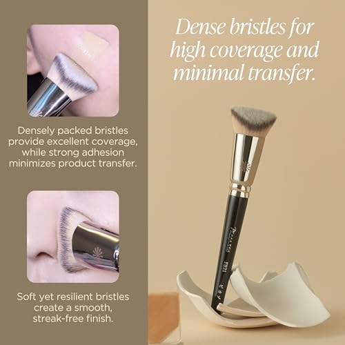 Piccasso FB21 Foundation Brush - Professional V-Cut Angled Makeup Brush for Liquid & Cream - Seamless Flawless Finish K-Beauty Face Brush - High Coverage, No Streaks, Durable Synthetic Hair - color: V-cut